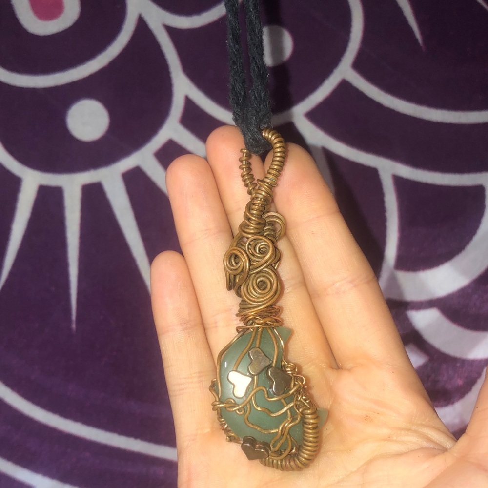 Handcrafted Wire Wrapped Crescent  Necklace